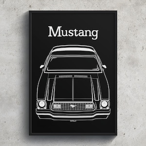 Póster de Ford Mustang MK2 1974 1978, impresión artística, decoración de pared para garaje, regalos para coches, póster de arte de pared, regalo para entusiastas de los coches