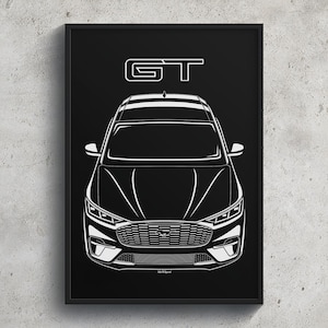 Ford Mustang Mach E GT 2021 2023 Poster Art Print Garage Wall Decor Car Gifts Wall Art Poster Car Enthusiasts Gift