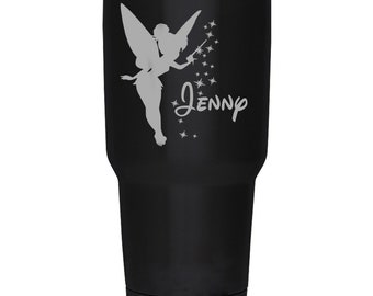 Christmas Personalize Gift For Her Disney Tinkerbell Inspired  Engraved 30 oz Insulated Tumbler, Customize and personalize