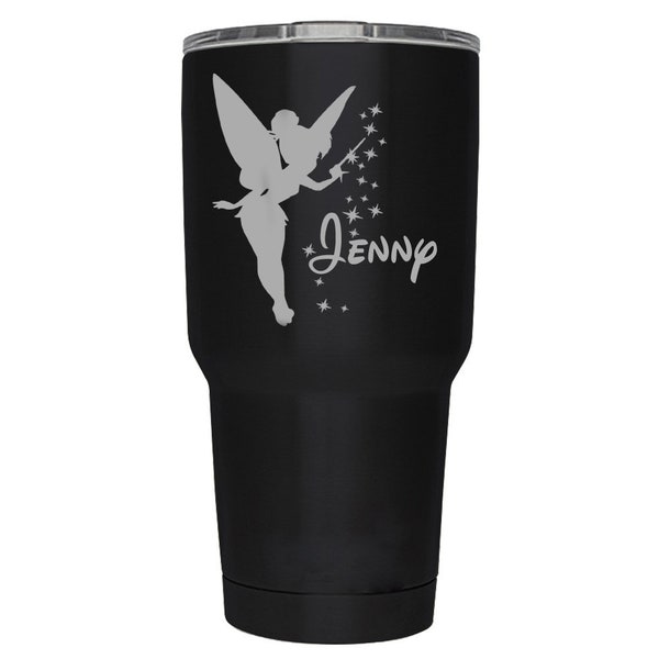 Disney Tinkerbell Inspired  Engraved 30 oz Insulated Tumbler, Customize and personalize, Better than a Yeti ;)