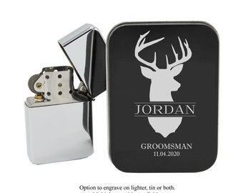 Groomsmen Engraved Lighter Gift Set- Groomsman Gift Set- Engraved and Personalized Wedding Party Gift Set-Best Man Gift-Choose Your Quanity
