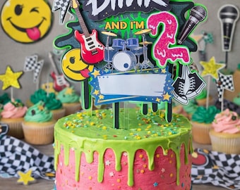 Blink and I’m Two Cake Topper, Punk Rock 2nd Birthday, My First Concert Theme, Rock Star Birthday Decor, 90s Pop Punk Party, Custom Name Top