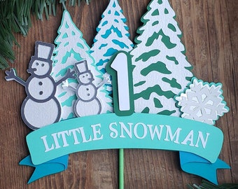 Winter 1 Little Snowman Cake Topper First Birthday