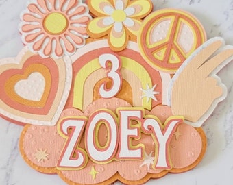 Two Groovy 2nd Birthday Cake Topper in Kenzie