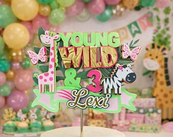 Young Wild and Three Birthday Topper in Harper