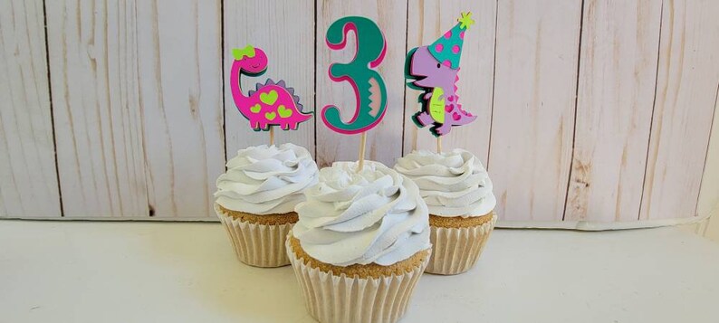 3 Rex Cupcake Toppers in Ariah | Etsy