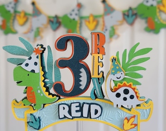 3 Rex Dinosaur Theme Cake Topper in Daxton