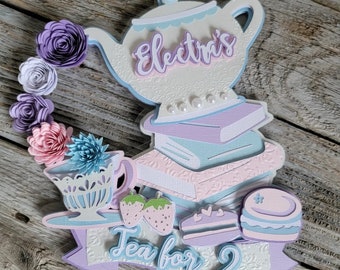 Tea Party Theme | Two for Tea | 2nd birthday Partea Cake Topper in Electra