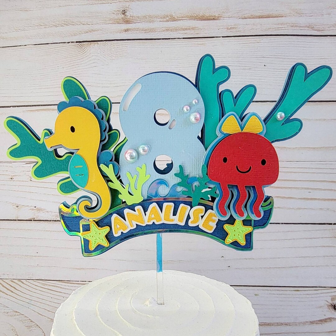 Under the Sea Birthday Cake Topper Ocean Theme Decor Etsy