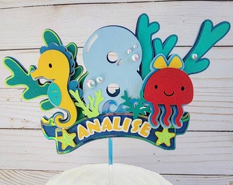 Under the Sea Birthday Cake Topper Ocean Theme Decor