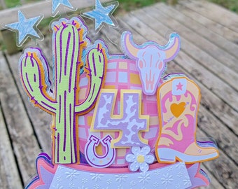 Decoración para tarta con tema de discoteca, diseño de rodeo del desierto