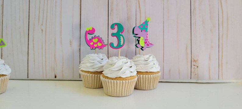 3 Rex Cupcake Toppers in Ariah | Etsy