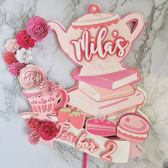 Tea Party Theme | Two for Tea | 2nd birthday Partea Cake Topper