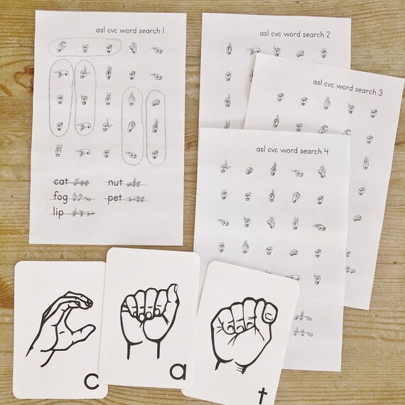 Beginning Cvc Word Asl Finger Spell Word Search Set Etsy Uk