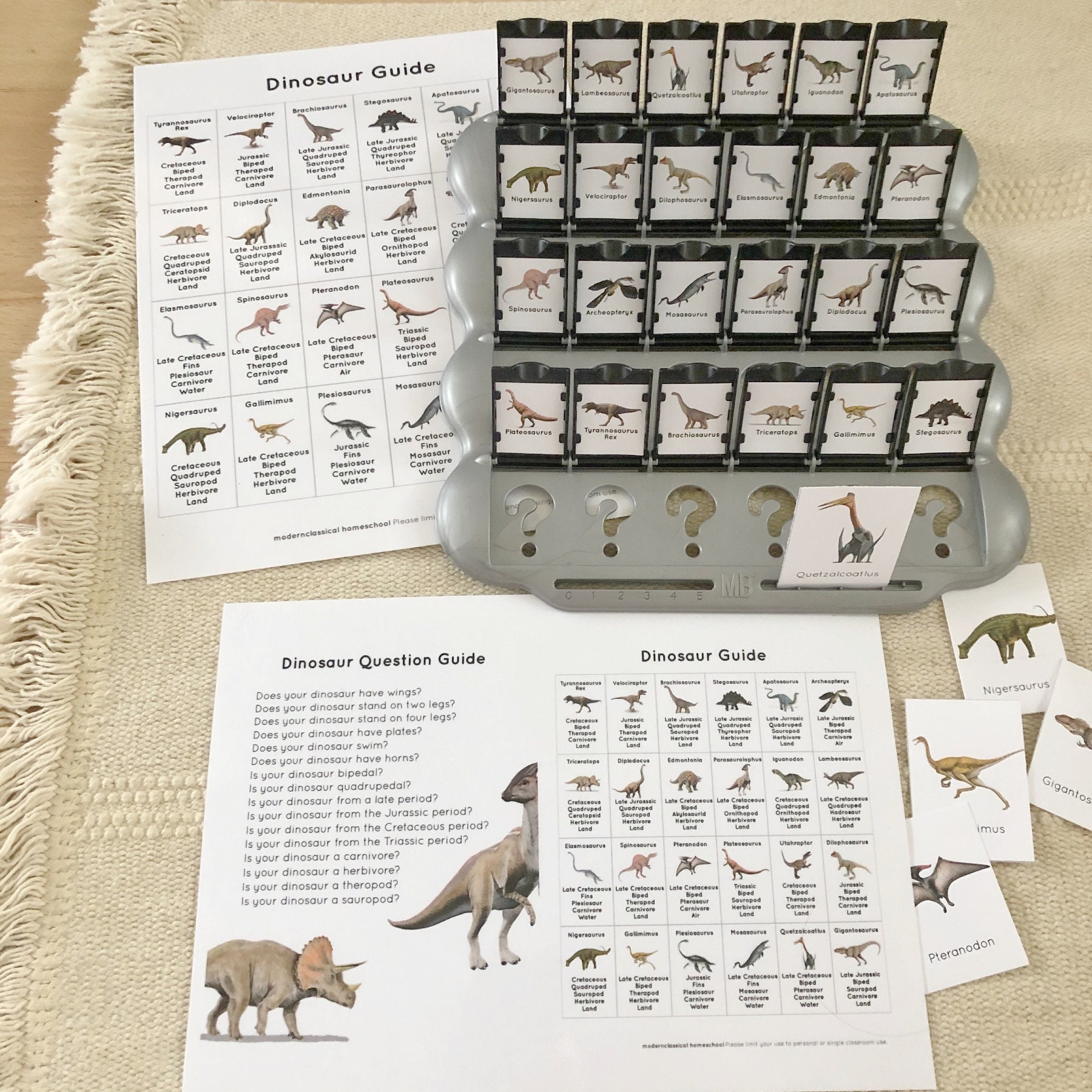 Dinosaur Guess Who Insert Cards Printable