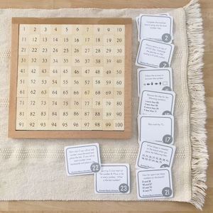 Cartões de extensão do tabuleiro Montessori Hundred