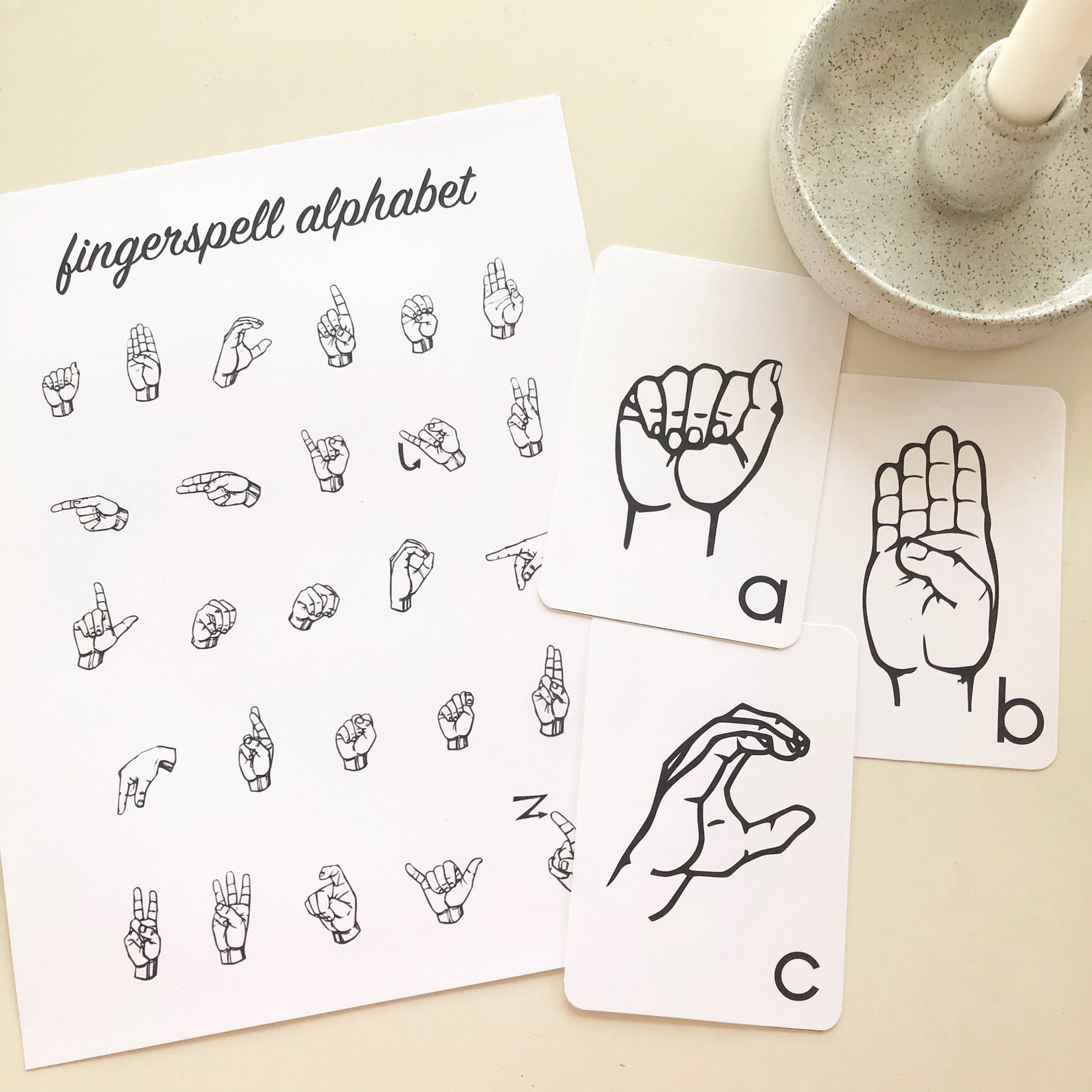 American Sign Language Fingerspell Alphabet Cards Printable | Etsy