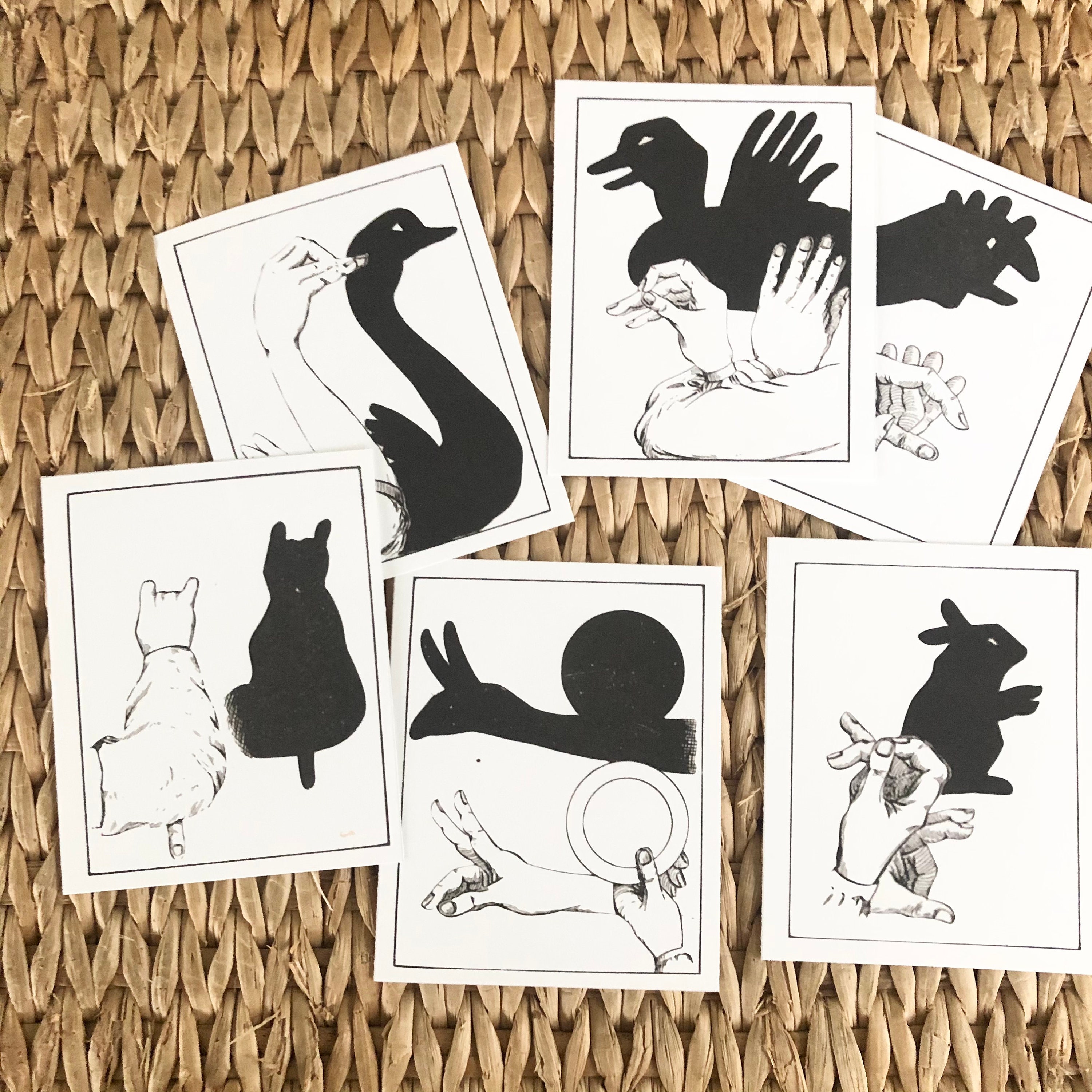 Shadow Puppet Hand Guide Printable Cards Etsy