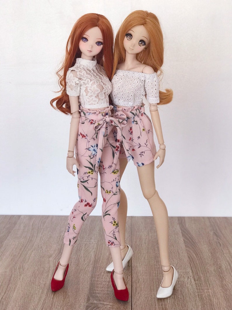 Smartdoll New Peach Floral Tie Sash Pants