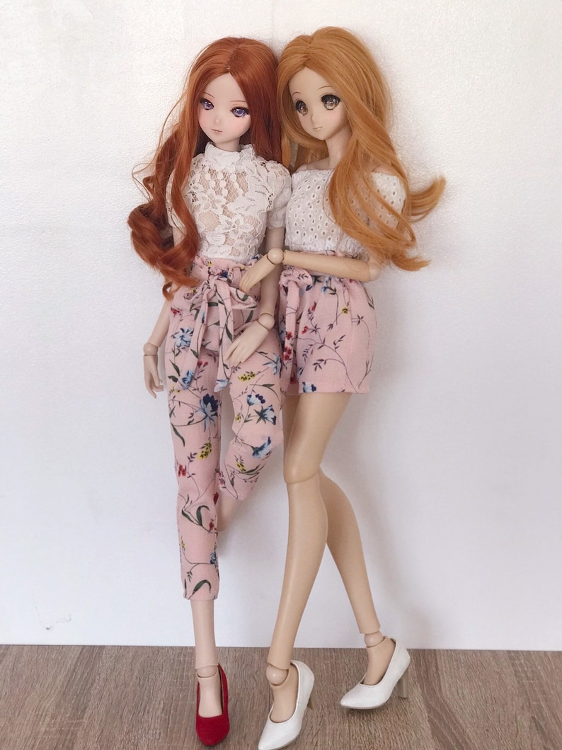 Smartdoll New Peach Floral Tie Sash Pants