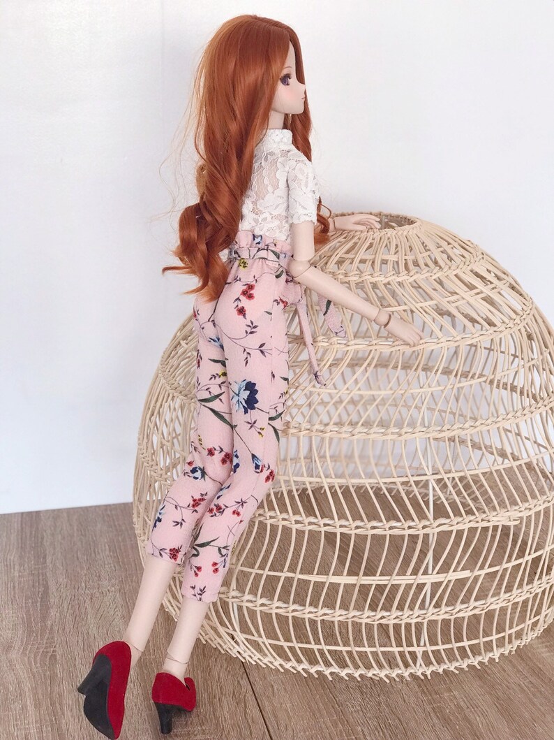 Smartdoll New Peach Floral Tie Sash Pants