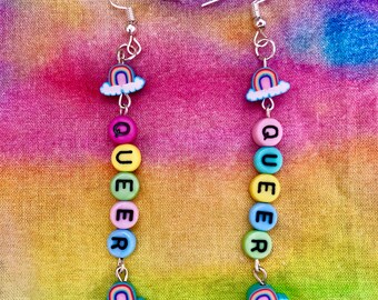 rainbow queer earrings - rainbow earrings - lgbt earrings - gay earrings - pride earrings