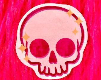Pink skull sticker - kawaii skull sticker - cute skull sticker - Halloween sticker