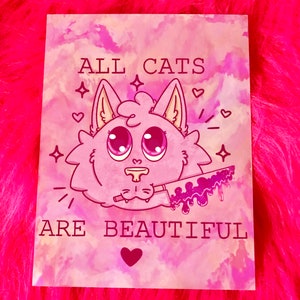 Alle katten zijn prachtig A5 print - acab print - roze kattenprint - kattenprint