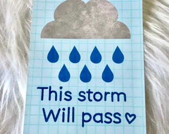 This storm will pass A5 print - mental health print - positivity print - cloud print - storm print