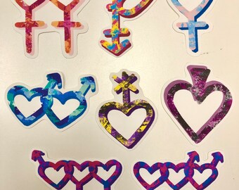matte vinyl lgbt pride flag symbol heart stickers - lgbt stickers - pride stickers - pride flag stickers - pride symbol stickers