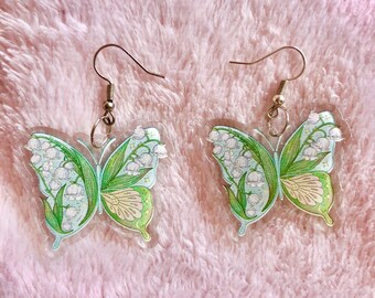 Acrylic Iris butterfly earrings - butterfly earrings - iris earrings - acrylic charm earrings