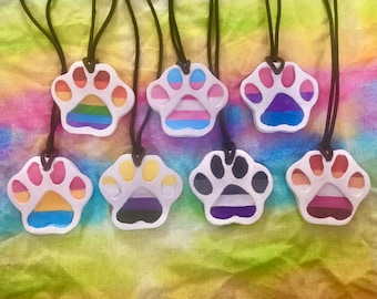 pride paw necklaces - paw necklaces - paw pendants - pride necklaces - paw print necklaces - lgbt necklaces - gay pride necklaces