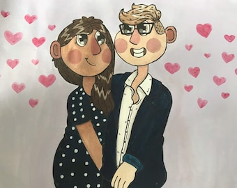 Custom Illustrated Watercolour Family Portrait - A4 Print - Custom Portraits - Personalised Portraits - Watercolour art - Portrait Art