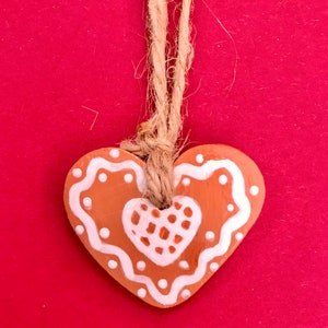 Handmade clay gingerbread heart cookie Christmas tree ornament - clay gingerbread cookie - gingerbread cookie ornament
