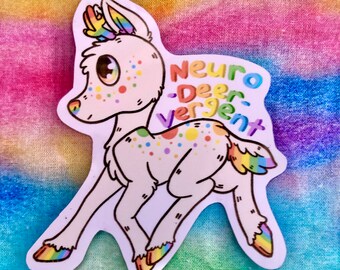 neurodeervergent vinyl sticker - neurodivergent sticker - deer sticker - autism sticker - autistic sticker - ADHD sticker - rainbow sticker