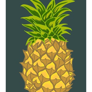 May include: A yellow pineapple with green leaves on a dark blue background. The text "Peel + Vine" is written in green at the bottom of the image.