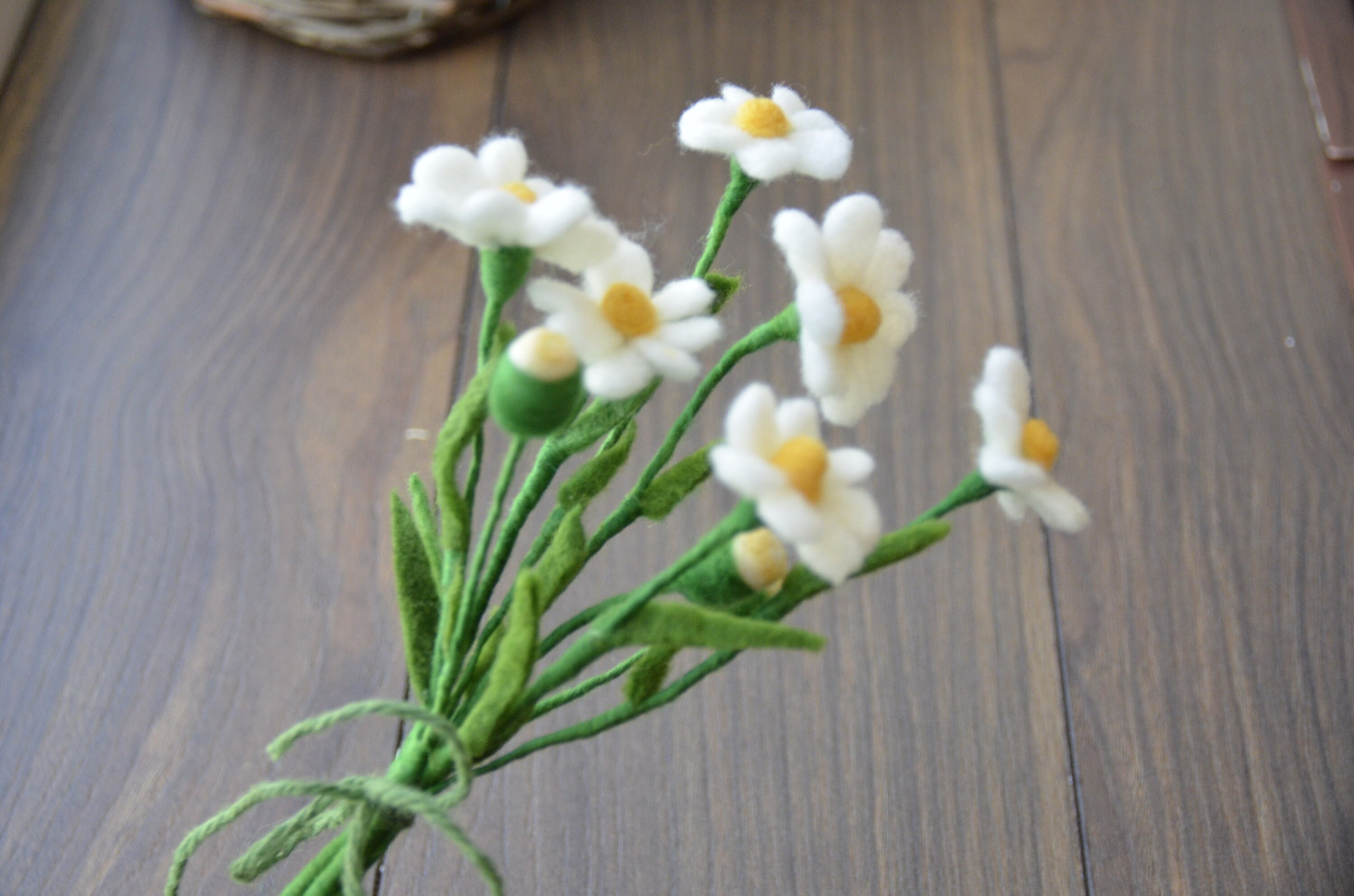 Felt decorative wildflower bouquet daisies and cornflowers felt fiber art spring or easter home decoration eco flowers bunch