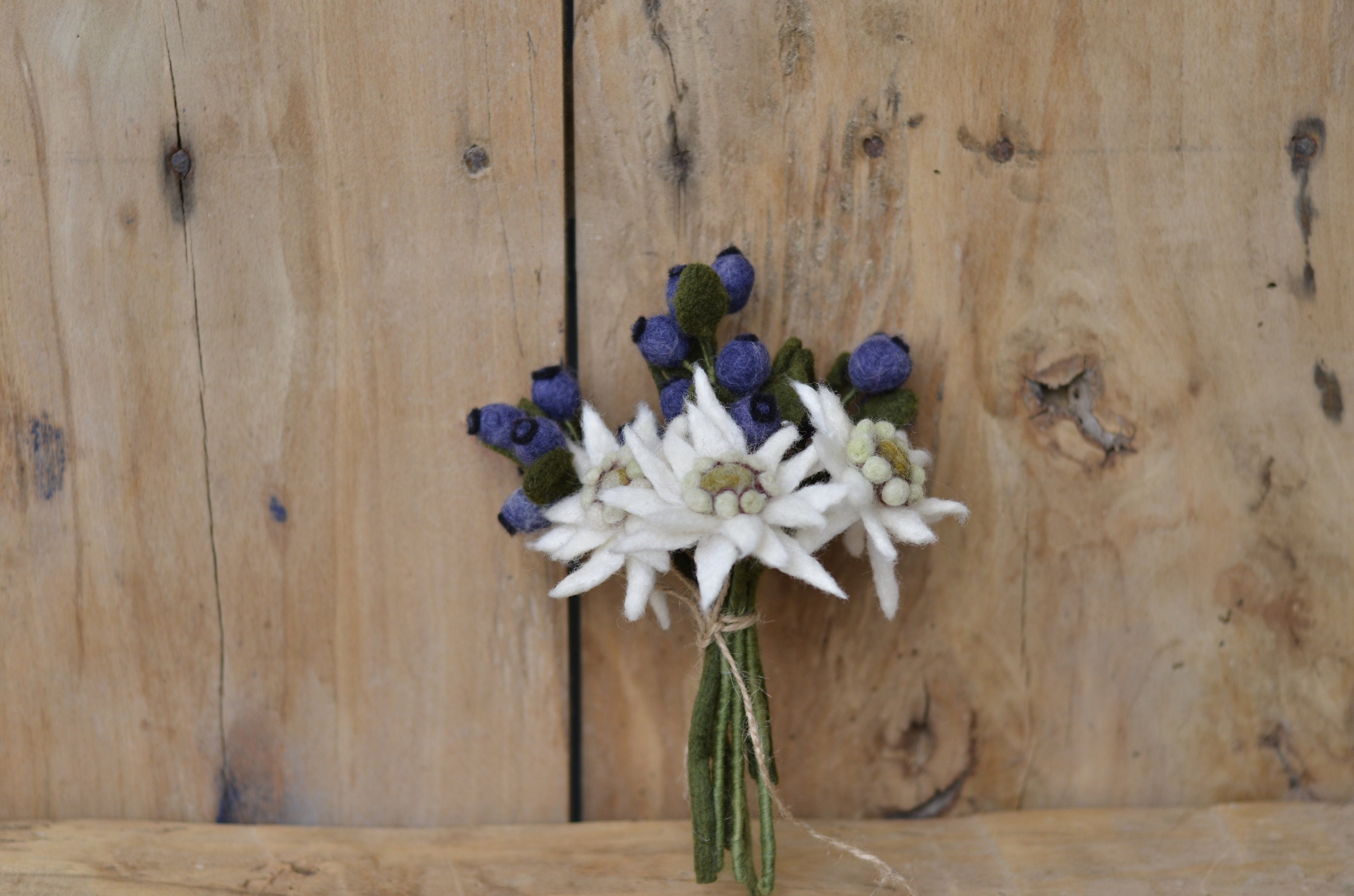 Felt Bouquet Edelweiss and Blueberries Arrangement Edelweiss Etsy