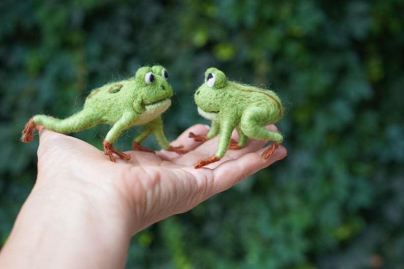Handgemachter Filz Frosch Kranz: Seerosenblatt Türkranz Bild 9