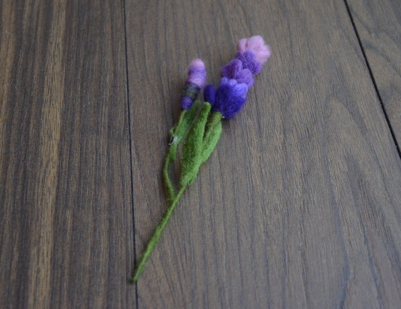 Five Decorative Needle Felt Lavenders Flower Stem Bouquet Etsy