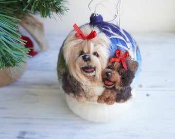 Handmade Yorkshire Terrier Christmas Ball Ornament: Personalized Yorkie Gift