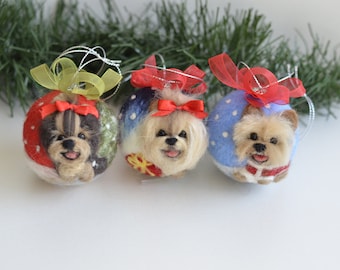 Yorkshire Terrier Christmas Ball Ornament: Felt Dog Yorkie Gift
