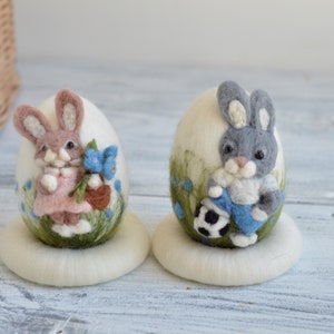 Handmade Felt Easter Egg, Rabbit Girl or Boy, Spring Decor