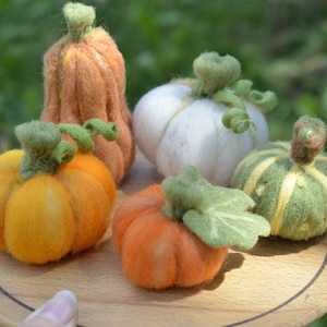 Juego de decoración de Acción de Gracias de 5 calabazas pequeñas (tamaño aprox. 2 pulgadas), decoración de Acción de Gracias y otoño hecha a mano