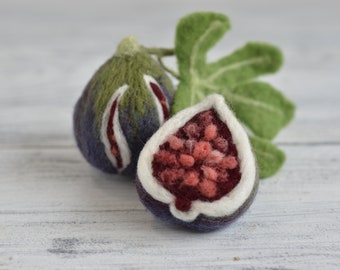 Decorative needle felted  fresh figs for table or shelf decor, handmade fig, Home decor fruit arrangement, exotic fruit art,