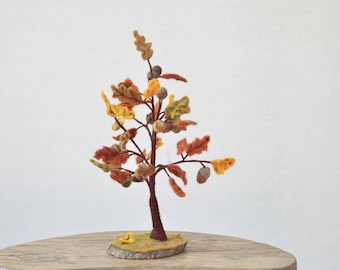 Small handmade felt Oak tree for home fall decor 25cm (10in)