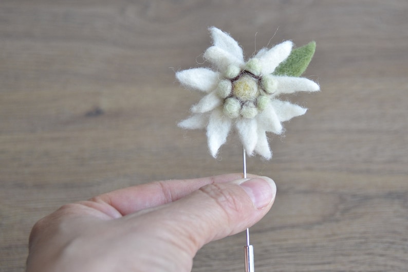 Needle Felt Edelweiss Lapel Pin Gift for Nature Lover White Etsy