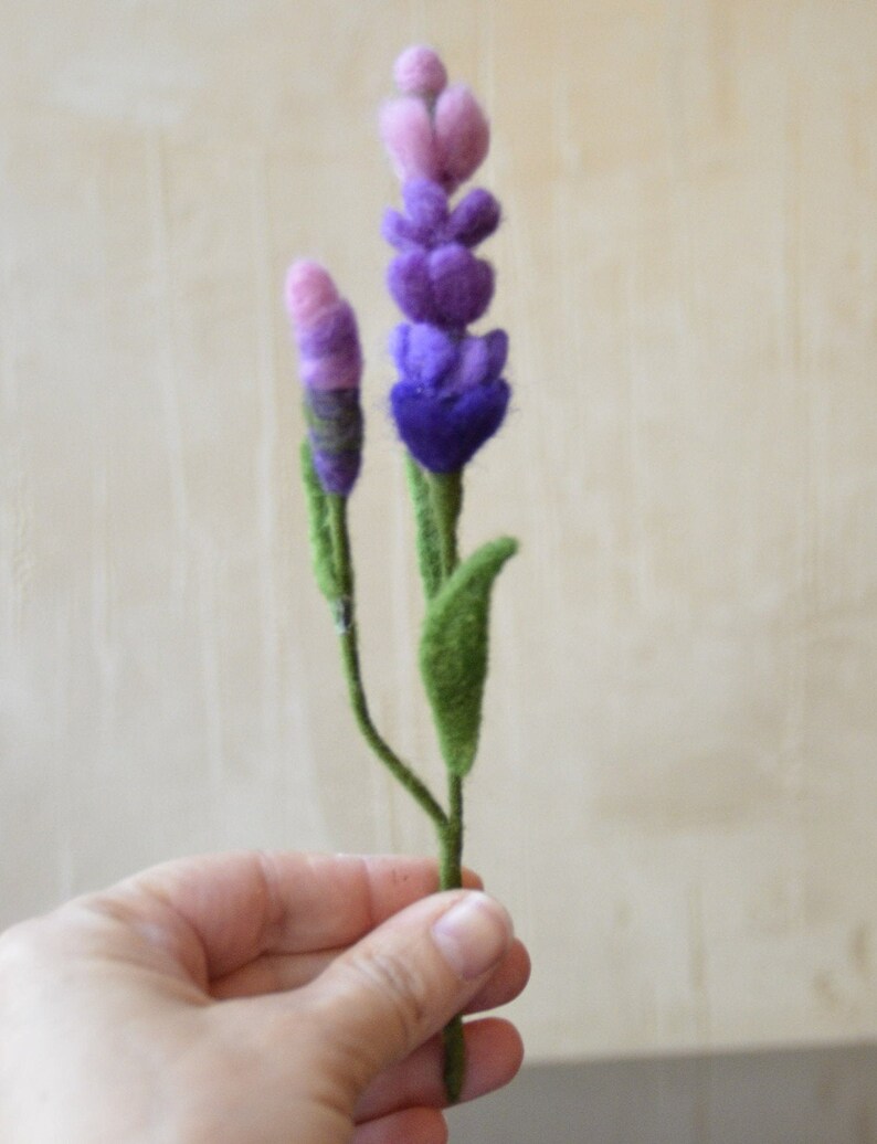Five Decorative Needle Felt Lavenders Flower Stem Bouquet Etsy