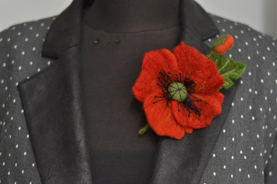 Felt poppy brooch discount