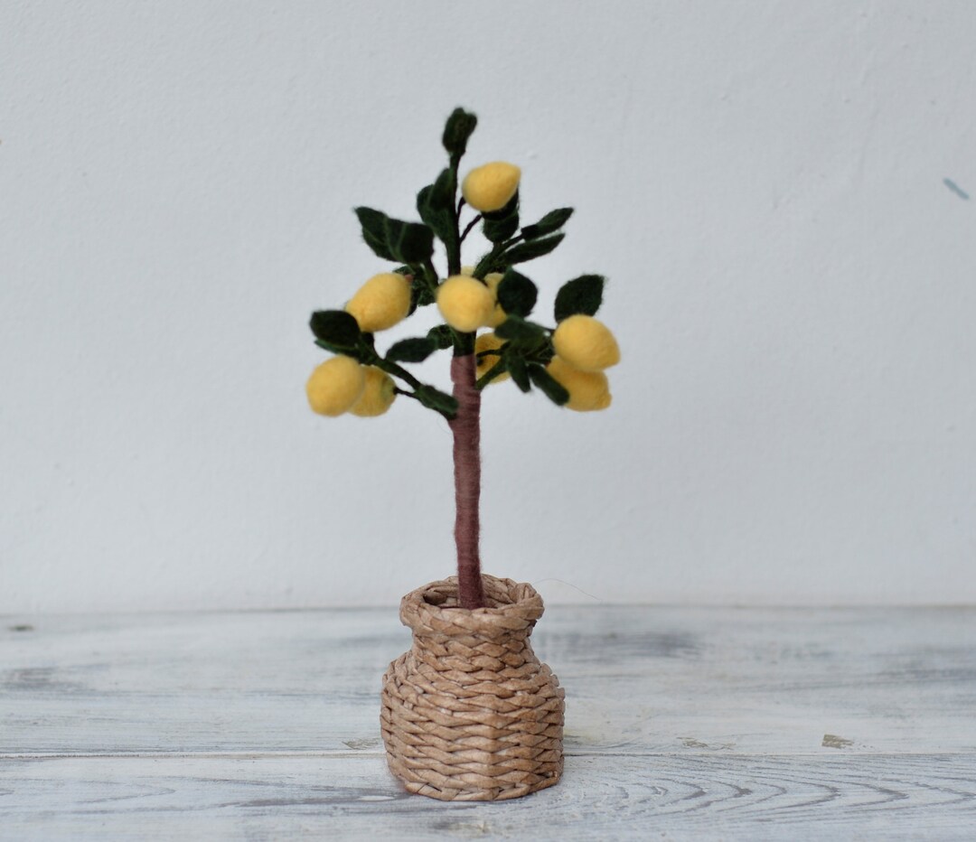Handmade Felt Lemon Tree: Miniature Desk & Shelf Decor (10in) - Etsy